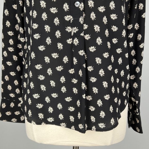 Isabel Marant Rusak Womens Silk Black Floral Long Sleeve Blouse size FR 34 XS - Picture 6 of 16